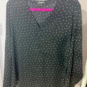 Express Black and White Polka Dot Blouse